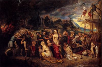 Aeneas and his Family Departing from Troy