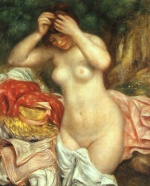 Pierre Auguste Renoir  - Peintures - Baigneuse arrangeant ses cheveux