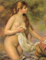 Pierre Auguste Renoir  - Peintures - Baigneuse aux cheveux longs