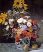 Pierre Auguste Renoir  - Peintures - Fleurs mêlées dans un pot de grès