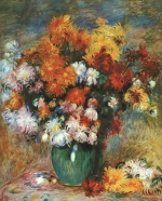 Pierre Auguste Renoir  - Bilder Gemälde - Vase of Chrysanthemums