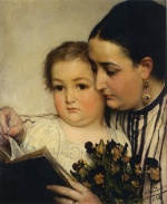 Sir Lawrence Alma Tadema  - Peintures - Portrait de Mme Bonnefoy avec enfant