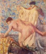 Hilaire Germain Edgar De Gas - Peintures - Sortie de la baignoire