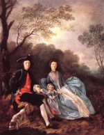 Thomas Gainsborough  - Peintures - Portrait de l'artiste avec sa femme et sa fille