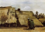 Vincent Willem van Gogh  - Bilder Gemälde - Cottage with Woman Digging