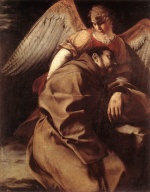 Orazio Gentileschi - Peintures - St Francis soutenu par un ange