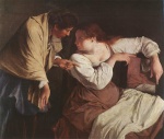 Orazio Gentileschi - Bilder Gem�lde - Two Women with a Mirror