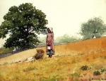 Winslow Homer - Peintures - Garçon et fille sur une colline