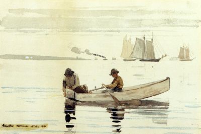 Boys Fishing  Gloucester Harbor
