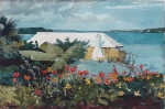 Winslow Homer  - Peintures - Jardin et Bungalow, Bermuda