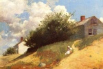 Winslow Homer  - paintings - Houses on a Hill
