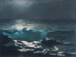Winslow Homer  - Bilder Gemälde - Moonlight, Wood Island Light