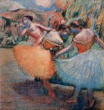 Hilaire Germain Edgar De Gas - Peintures - Trois danseuses dans une salle de répétition