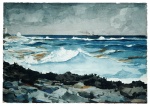 Winslow Homer  - Peintures - Rive et ressac, Nassau