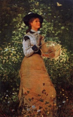 Winslow Homer  - Peintures - La jeune fille aux papillons