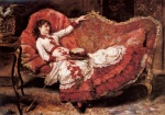 Eduardo Leon Garrido - Peintures - Une dame elégante en robe rouge