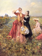 Eduardo Leon Garrido - paintings - Picking Wildflowers