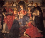 Domenico Ghirlandaio - Bilder Gemälde - Madonna and Child Enthroned between Angels and Saints