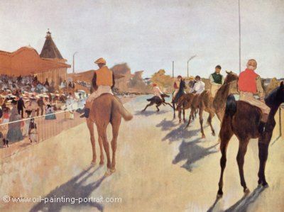 Racehorses in Front of the Grandstand