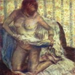 Edgar Degas - Peintures - Femme agenouillée