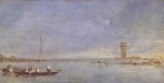 Francesco Guardi - Peintures - Surplombant le lagon avec la tour de Malghera