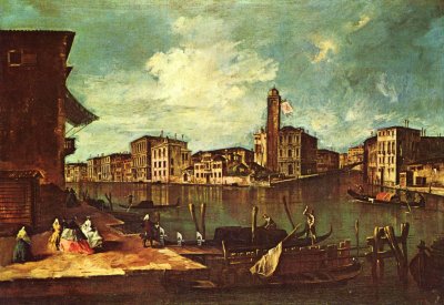 Der Canal Grande in San Geremia von einem Ankerplatz der Gondeln aus gesehen