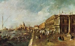 Francesco Guardi - Peintures - La Mole à Venise avec la librairie