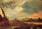 Francesco Guardi - Peintures - Paysage avec cavalier (Le cavalier solitaire)