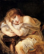 Jean Baptiste Greuze - Peintures - Une jeune fille tenant une colombe