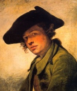 Jean Baptiste Greuze - Peintures - Un jeune homme portant un chapeau