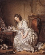 Jean Baptiste Greuze - Peintures - Le miroir brisé