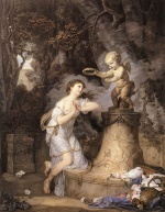 Jean Baptiste Greuze - Peintures - Offrande votive à Cupidon