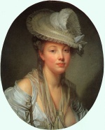 Jean Baptiste Greuze - Peintures - jeune femme au chapeau blanc