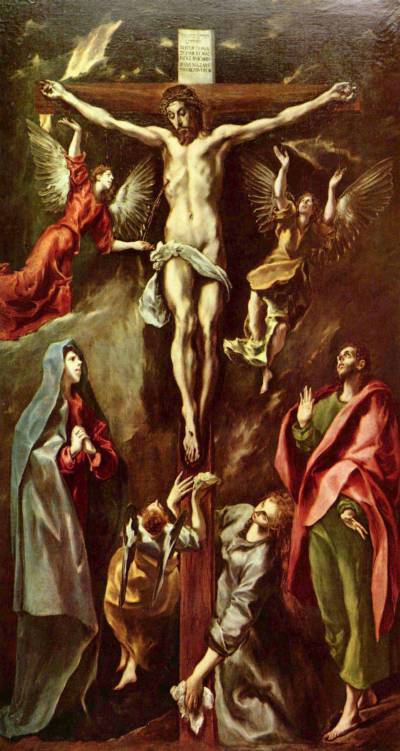 Christus am Kreuz mit Maria  Johannes und Maria Magdalena