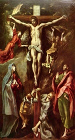 El Greco - paintings - Christus am Kreuz mit Maria, Johannes und Maria Magdalena