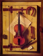 William Michael Harnett - Peintures - Nature morte (violon et musique)