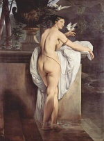 Francesco Hayez - Bilder Gemälde - Portrait der Ballerina Carlotta Chabert als Venus (Venus mit zwei Tauben)