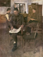 Wilhelm Leibl - Peintures - Le lecteur de journaux