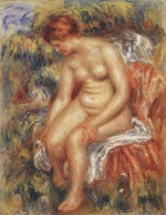 Pierre Auguste Renoir  - paintings - Bather Drying her Leg