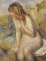 Pierre Auguste Renoir  - Peintures - Baigneuse assise sur un rocher