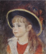 Pierre Auguste Renoir  - Bilder Gemälde - Jeanne Henriot (Girl with blue hat)