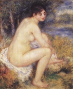 Pierre Auguste Renoir  - Peintures - Femme nue dans un paysage