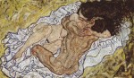 Egon Schiele  - Peintures - Etreinte