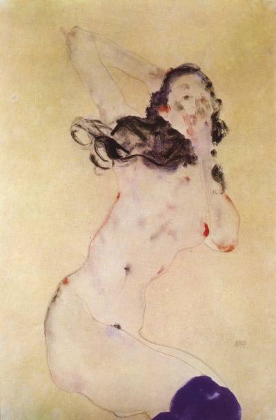 Female Nude with Blue Stockings