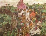 Egon Schiele  - Peintures - Paysage à Cesky Krumlov