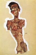 Egon Schiele  - Peintures - Autoportrait nu