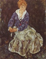 Egon Schiele  - Peintures - Portrait d'Edith Schiele assise