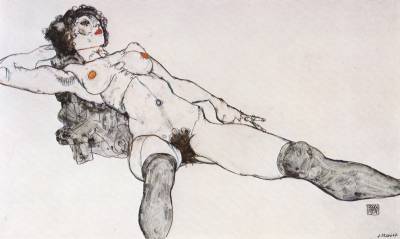 Recumbment Female Nude with Legs Apart