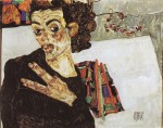 Egon Schiele  - Peintures - Autoportrait au vase noir