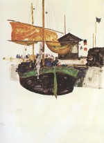 Egon Schiele  - paintings - Ships at Trieste